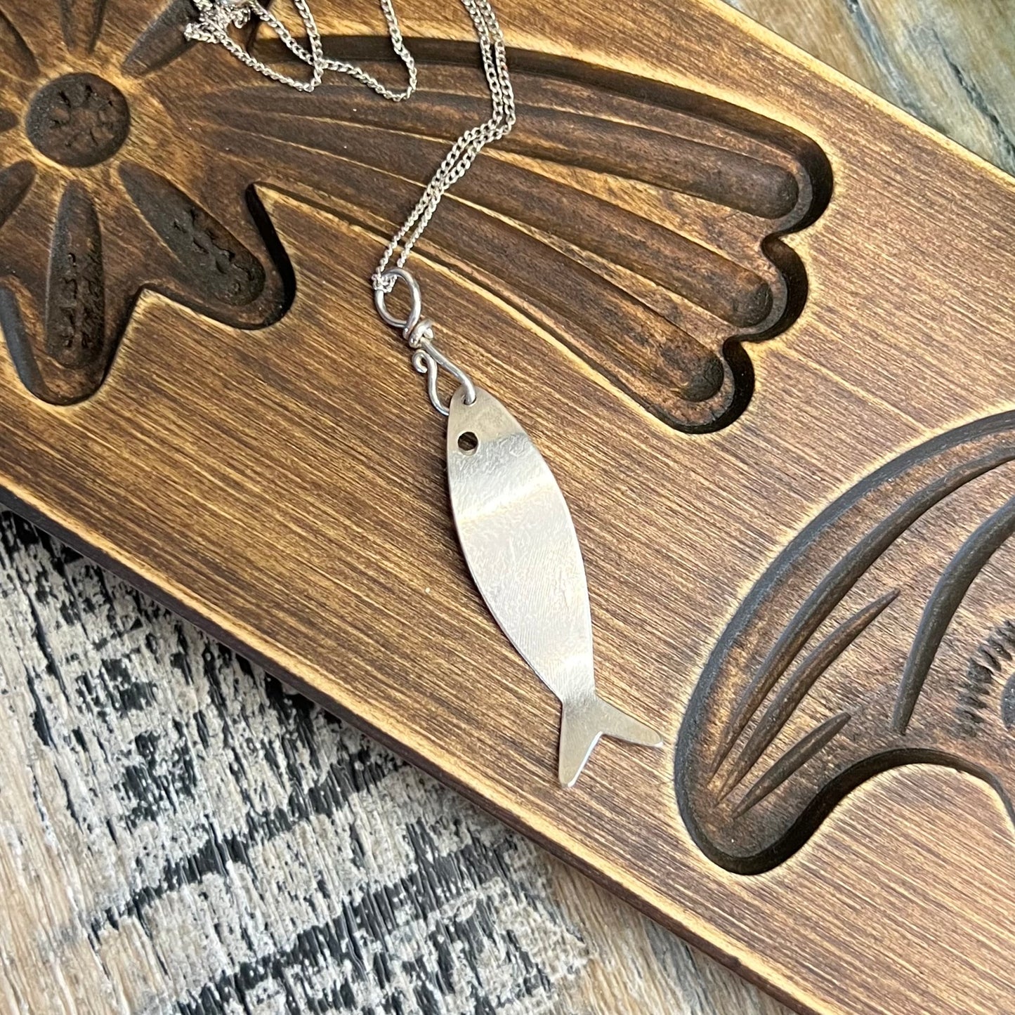 Whimsy Artisan Textured Sterling Silver Fish Pendant Necklace