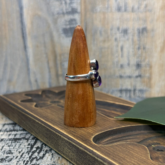 Dreamy Sterling Silver Amethyst Flower Ring size N