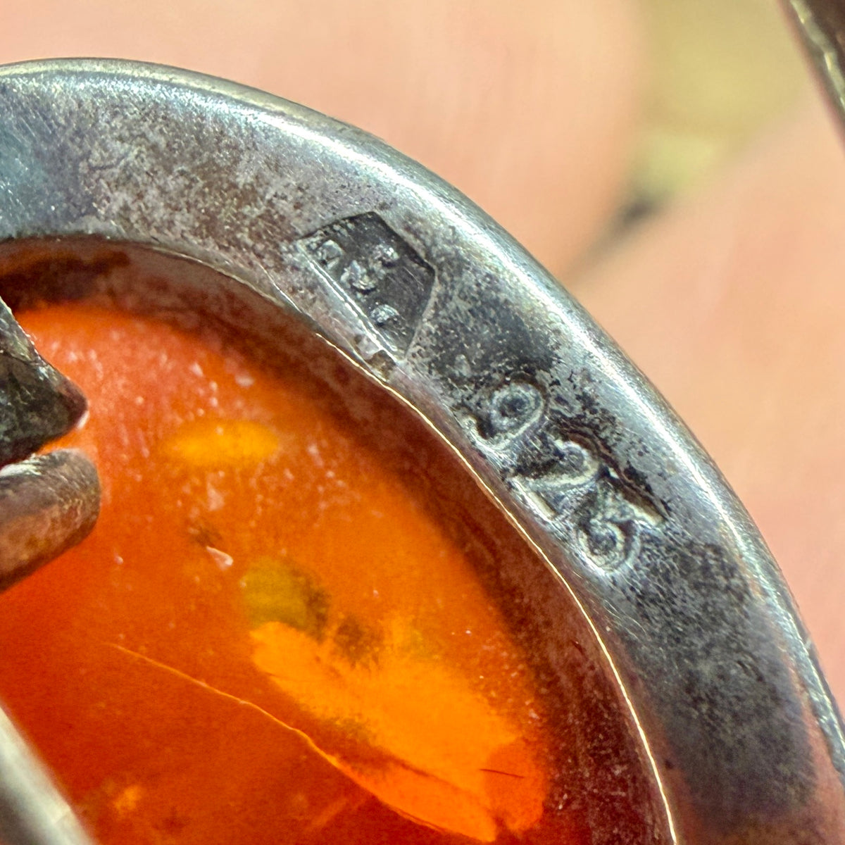 Spooky Sterling Silver Amber Spider Brooch