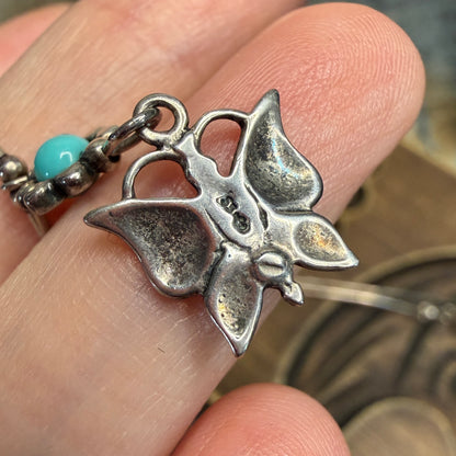 Beautiful Native American Sterling Liquid Silver Turquoise Necklace