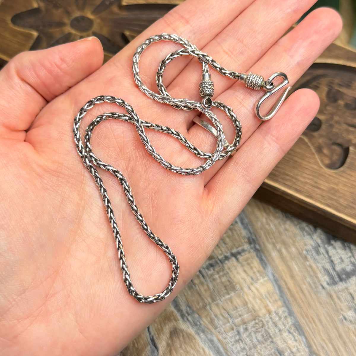 Sterling Silver Wheat / Foxtail Bali Chain 18 Inch Length