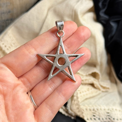 Spooky Sterling Silver Chunky Citrine Pentagram Star Pendant