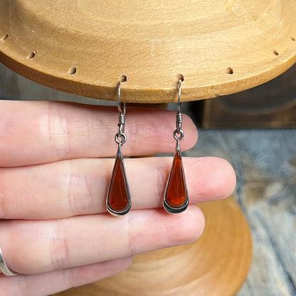 Beautiful Sterling Silver Carnelian Minimalist Drop Earrings