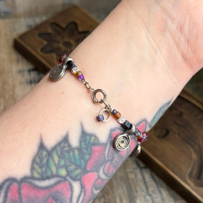 Beautiful Handmade Spiral Beaded Stacking Bracelet 8 Inches Length (Silver Clasp)