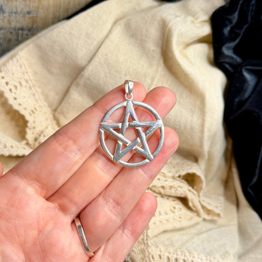 Spooky Sterling Silver Simple Pentacle Pendant
