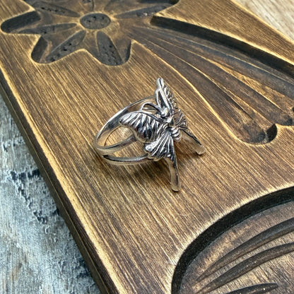 Whimsy Sterling Silver Luna Moth Ring size O