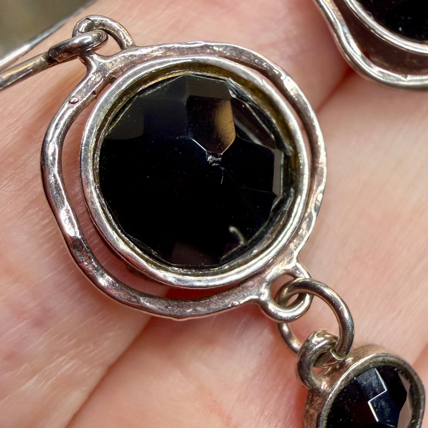 Dreamy Designer Sterling Silver Black Onyx Drop Earrings