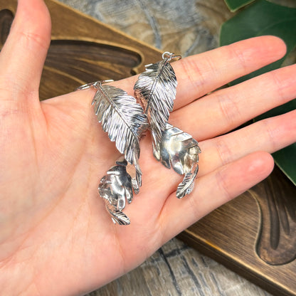 Beautiful Solid Sterling Silver Designer Feather Earrings