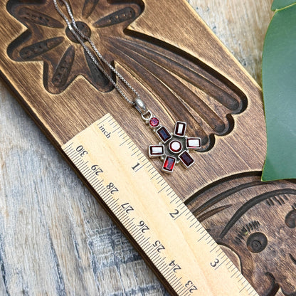 Dreamy Sterling Silver Garnet Starburst Pendant Necklace
