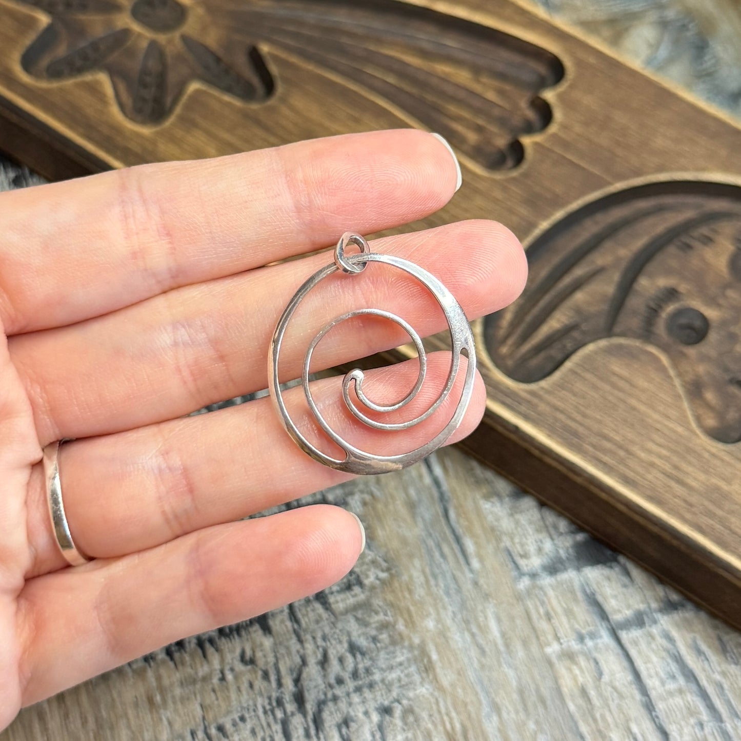 Minimalist Sterling Silver Spiral Pendant
