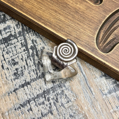 Chunky Artisan Sterling Silver Spiral Clear Quartz Statement Pendant