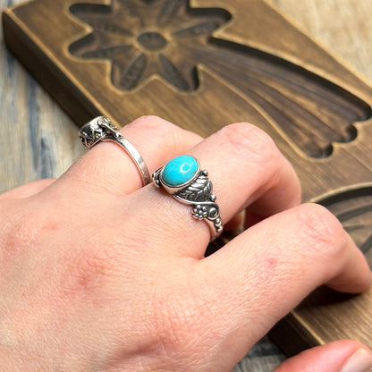 Carolyn Pollack Relios Southwestern Sterling Silver Turquoise Ornate Ring Different Sizes