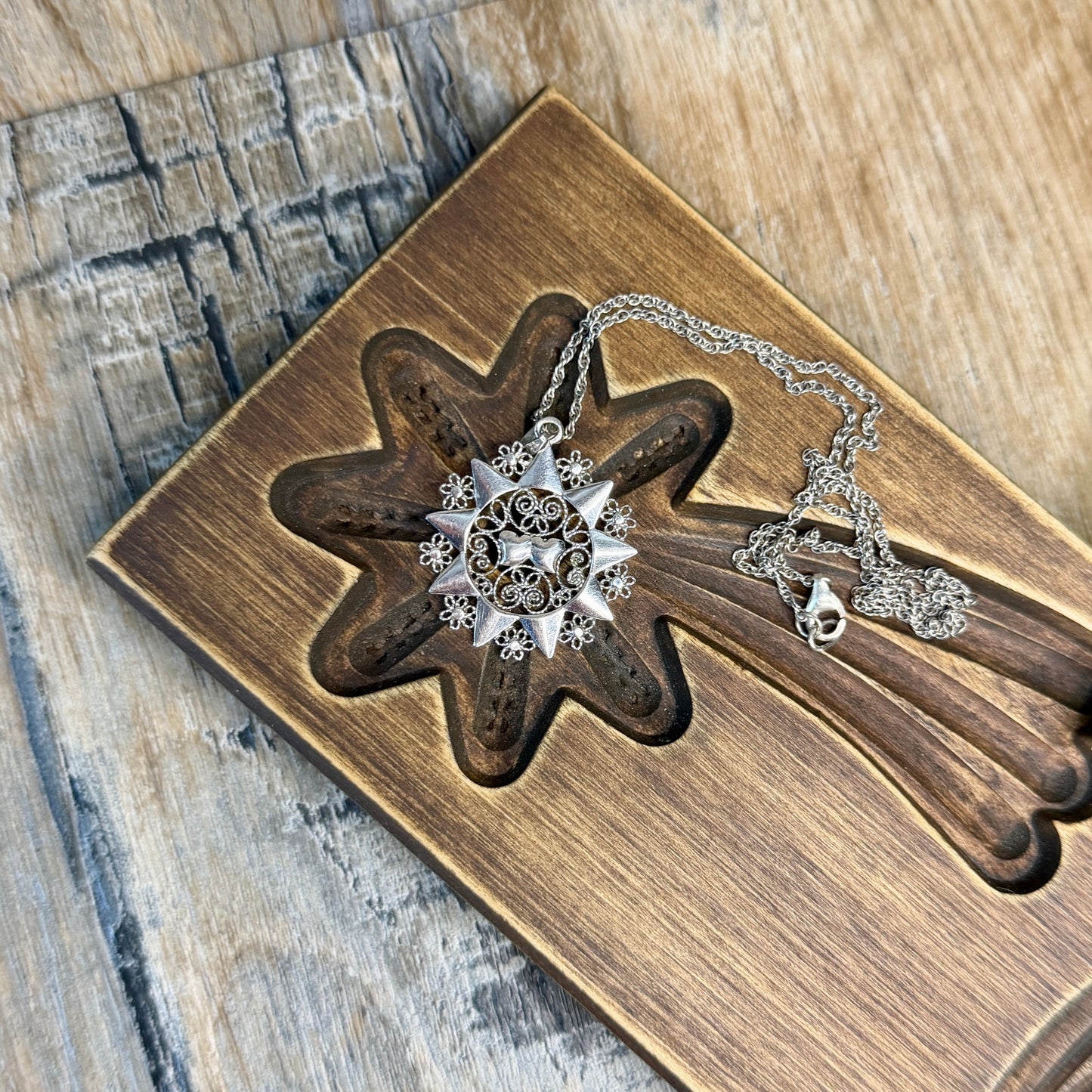 Whimsy Sterling Silver Filigree Star Presentosa Pendant Necklace