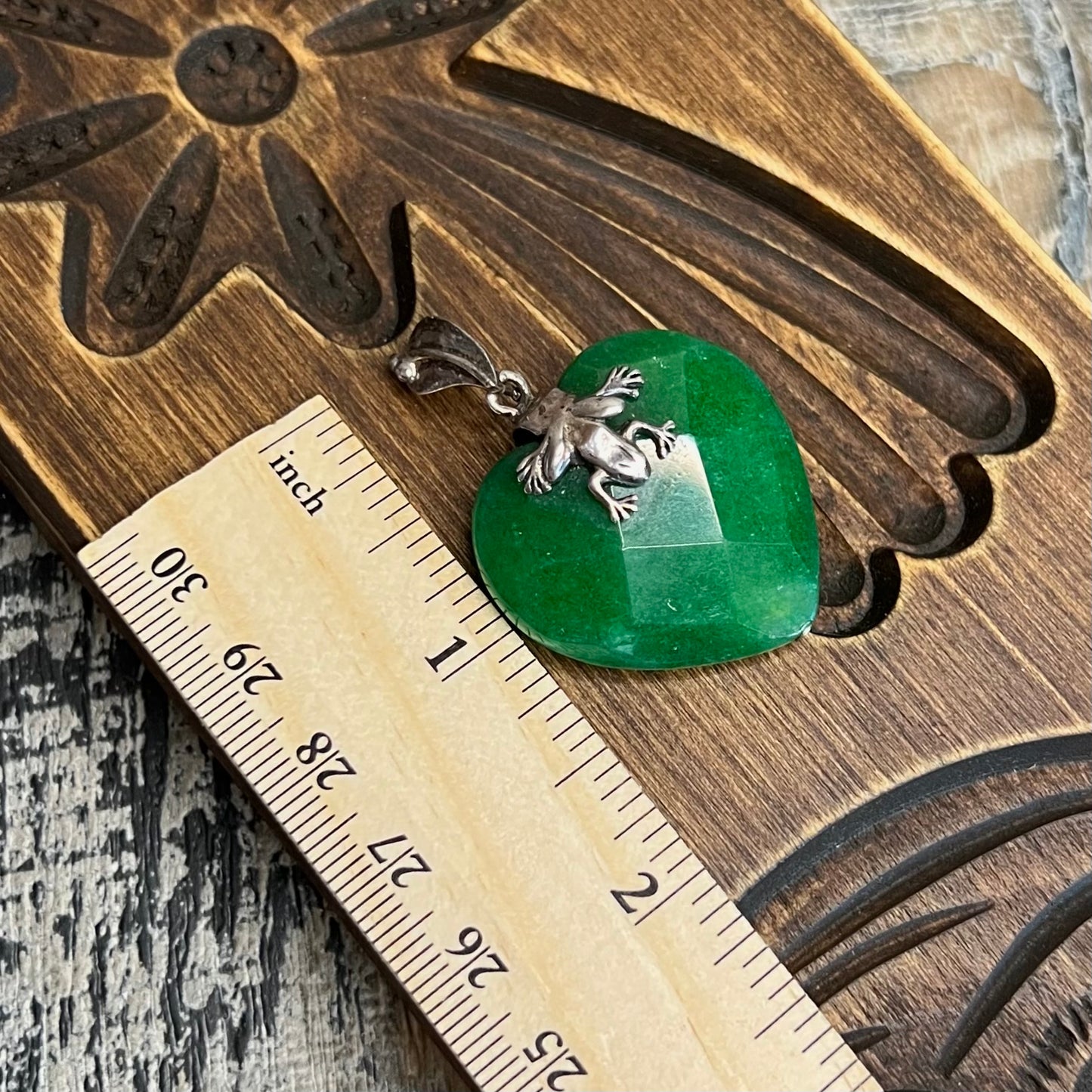 Whimsy Sterling Silver Faceted Green Stone Heart Frog Pendant