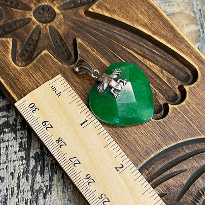 Whimsy Sterling Silver Faceted Green Stone Heart Frog Pendant