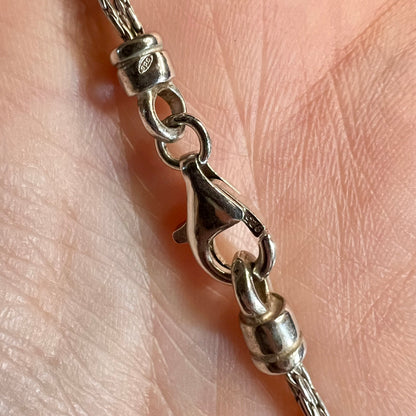 Beautiful Sterling Silver Amber Nugget Station Multi Strand Necklace