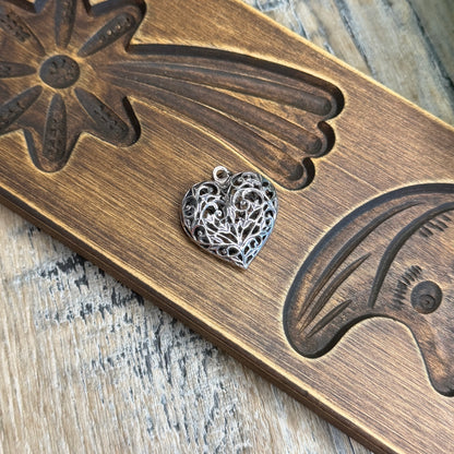 Dreamy Ornate Cut Out Sterling Silver Heart Pendant