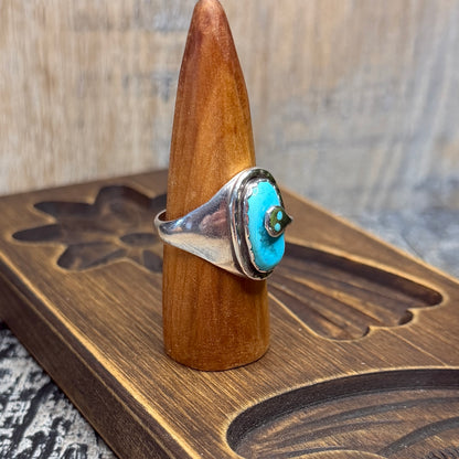 Stunning Native American Zuni Effie Calavaza Turquoise Snake Ring size T