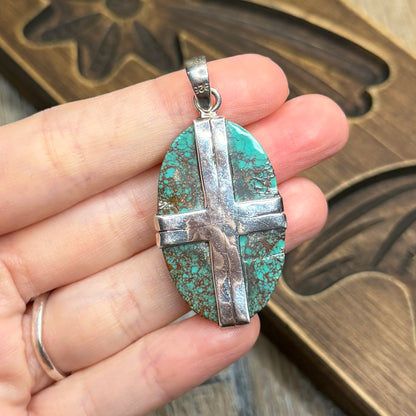 Stunning Sterling Silver Artisan Turquoise Rich Brown Matrix Pendant