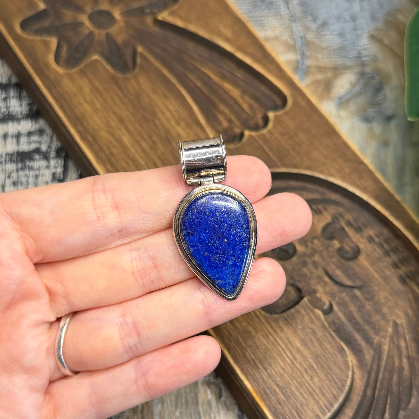 Chunky Sterling Silver Articulated Lapis Lazuli Pendant