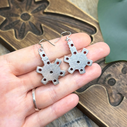 Dreamy Sterling Silver Garnet Starburst Drop Earrings