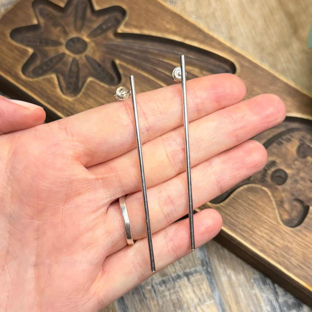 Simple Sterling Silver Drop Statement Earrings