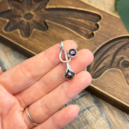 Dreamy Sterling Silver Organic Shaped Peacock Pearl Pendant
