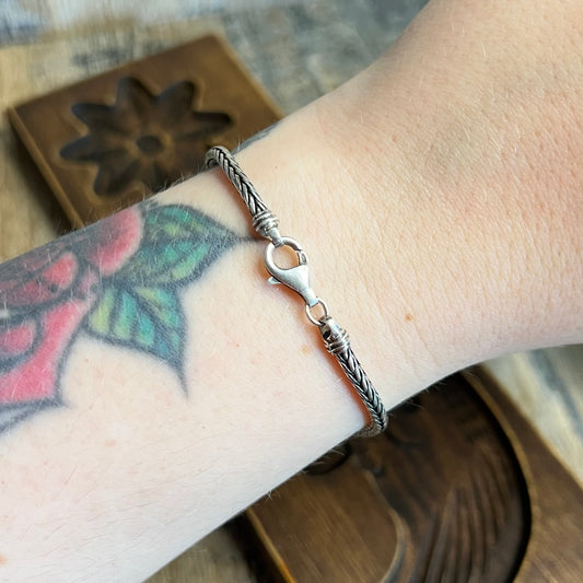 Sterling Silver Braided Foxtail Link Bracelet 7 1/2 Inch Length