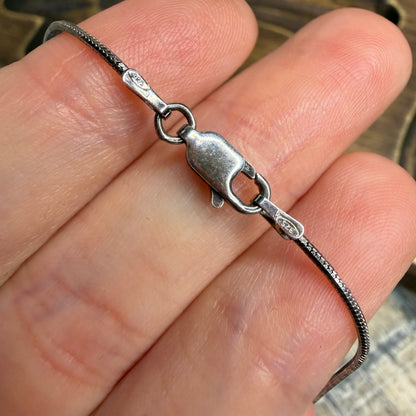 Simple Abstract Sterling Silver Black Onyx Pendant Necklace