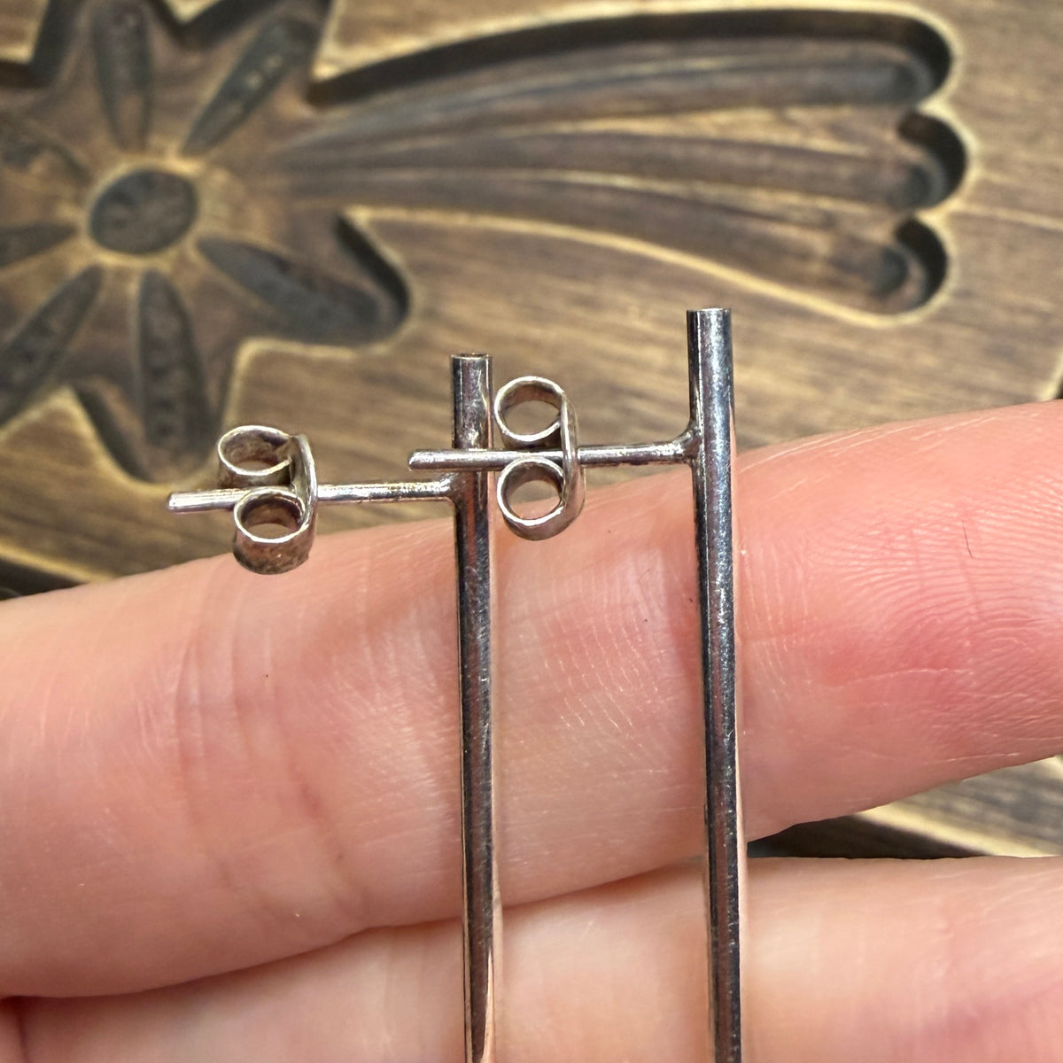 Simple Sterling Silver Drop Statement Earrings