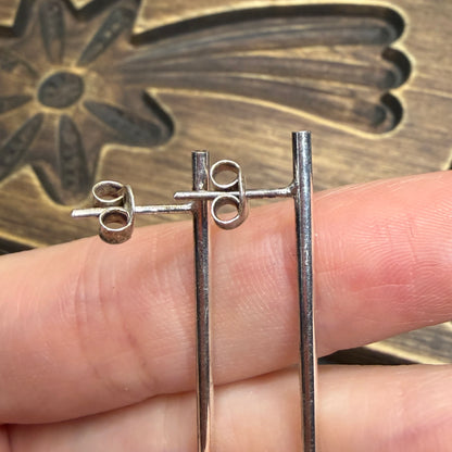 Simple Sterling Silver Drop Statement Earrings