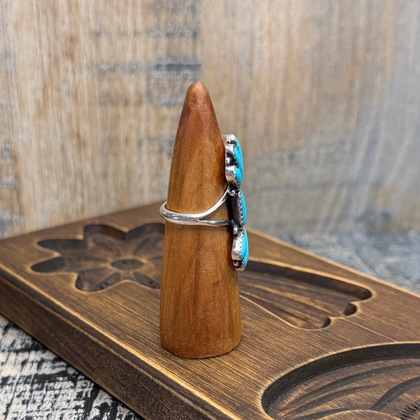 Stunning Francis M Begay Native American Navajo Needlepoint Turquoise Ring size M