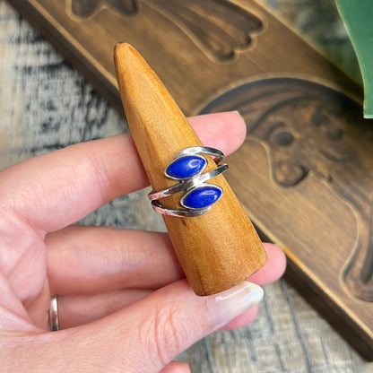 Chunky ‘Crystal Shop’ Sterling Silver Lapis Lazuli Statement Ring size R 1/2
