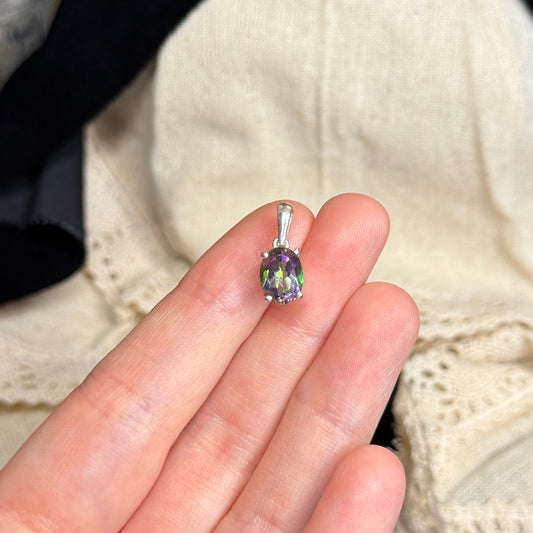Beautiful Sterling Silver Delicate Mystic Topaz Pendant