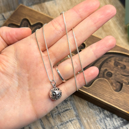 Dreamy Sterling Silver Ornate Filigree Orb Pendant Necklace