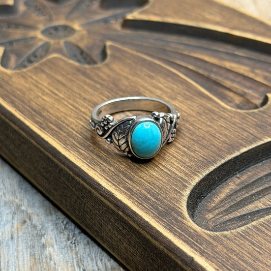 Carolyn Pollack Relios Southwestern Sterling Silver Turquoise Ornate Ring Different Sizes