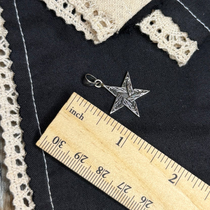Celestial Sterling Silver Woven Textured Star Pendant