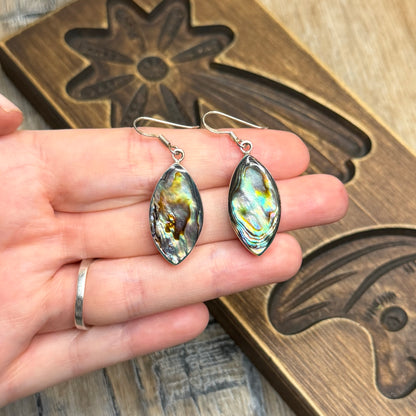Dreamy Sterling Silver Chunky Abalone Shell Drop Earrings