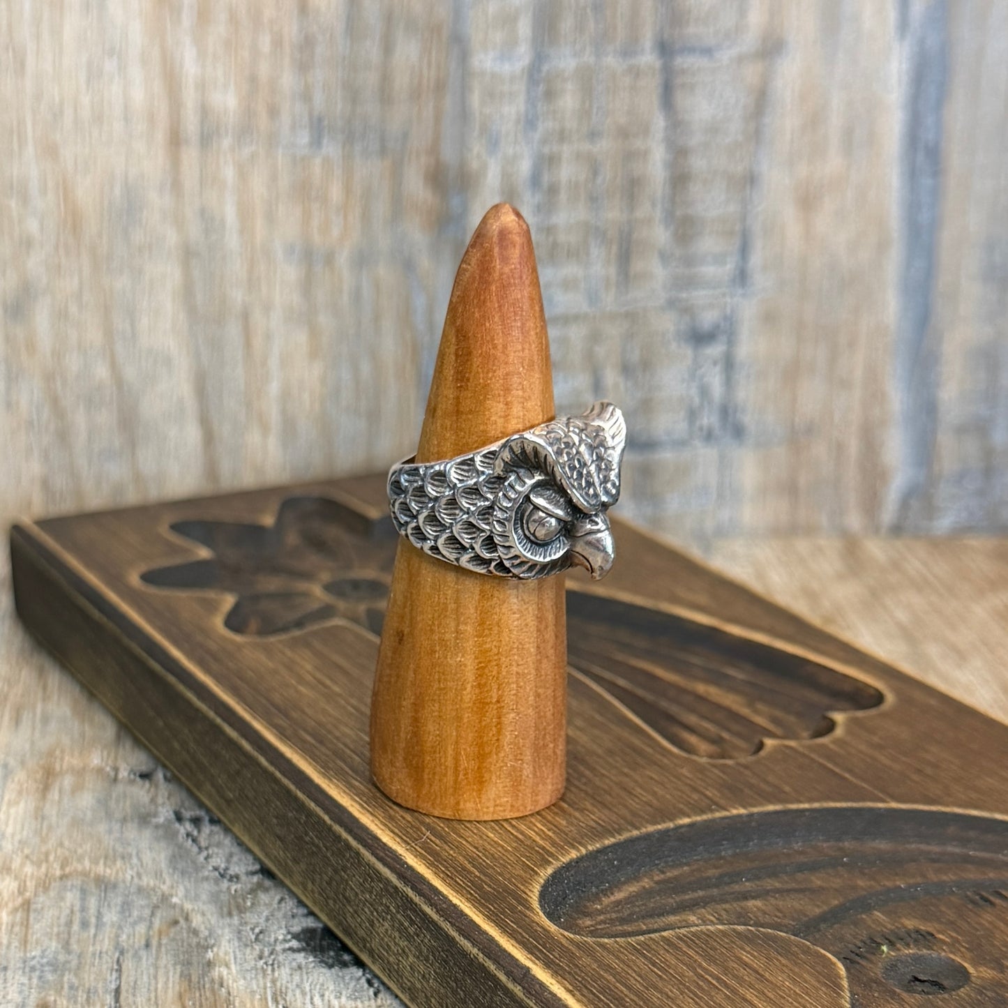 Whimsy Chunky Sterling Silver Highly Detailed Owl Ring Size N