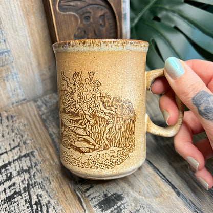 Vintage Dunoon Speckled Stoneware Badger Woodland Made in Scotland Mug