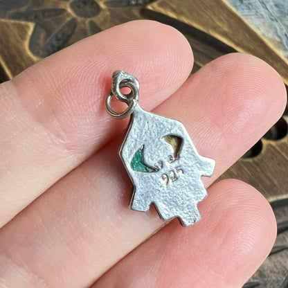 Dreamy Sterling Silver Hamsa Hand Amulet Inlaid All Seeing Eye Charm Pendant