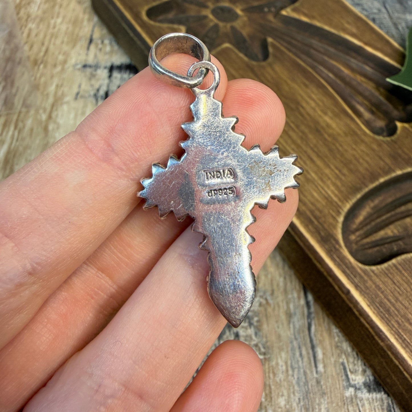 Dreamy Sterling Silver Ornate Suarti Garnet Cross Pendant