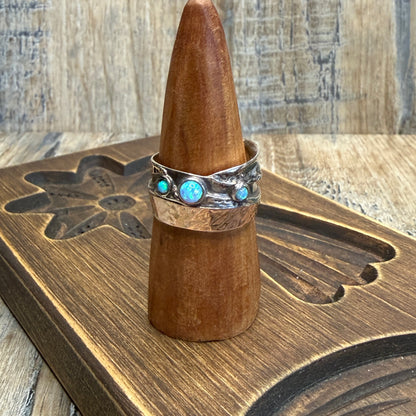Dreamy Designer Didae Shablool Rose Gold / Sterling Silver Opal Ring size Q 1/2