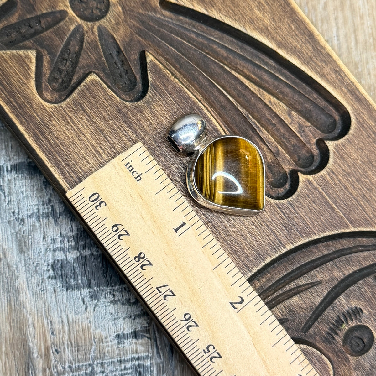 Dreamy Sterling Silver Artisan Tigers Eye Drop Pendant