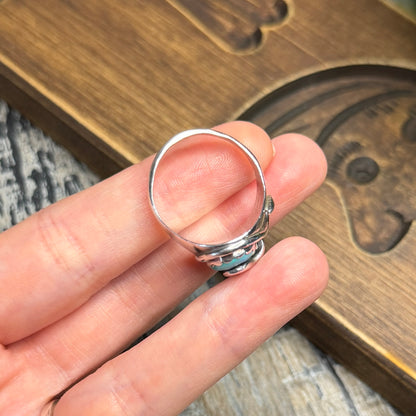 Stunning Native American Zuni Effie Calavaza Turquoise Snake Ring size T