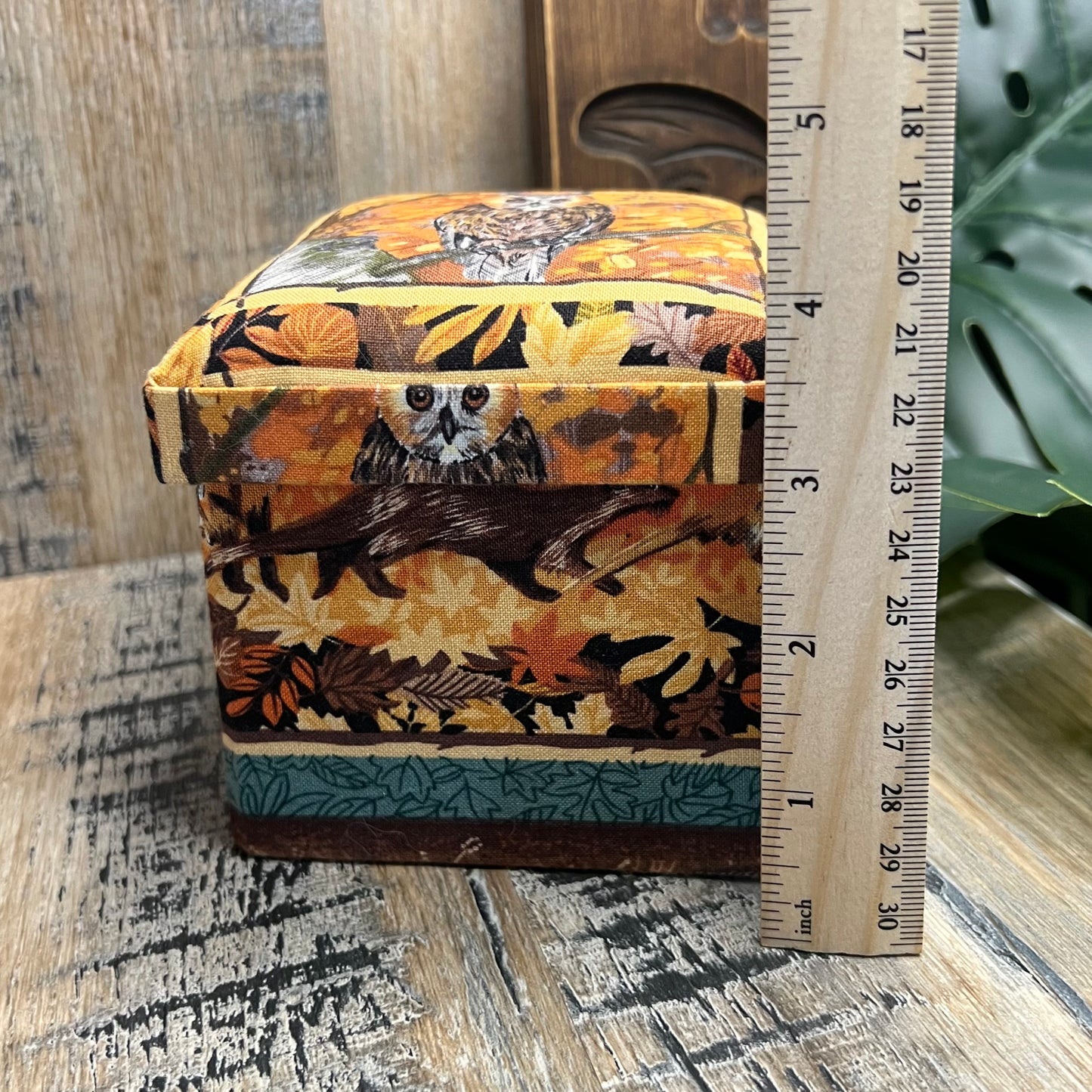 Vintage Woodland Handmade Fabric Covered Folding Jewellery Storage Box Curio