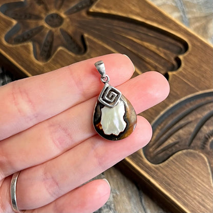 Dreamy Sterling Silver Spiral Abalone Boho Style Pendant Charm