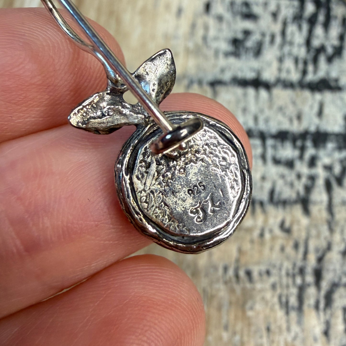 Stunning Sterling Silver Designer Pomegranate Hook Earrings