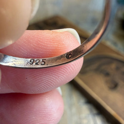 Dreamy Sterling Silver Delicate Spiral Turquoise Ring Size N
