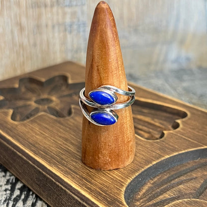 Chunky ‘Crystal Shop’ Sterling Silver Lapis Lazuli Statement Ring size R 1/2